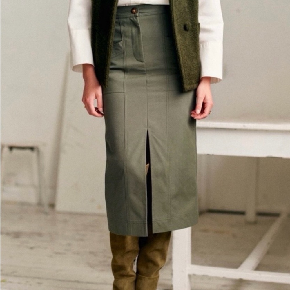 Sezane Nolane Skirt in khaki - Picture 2 of 7